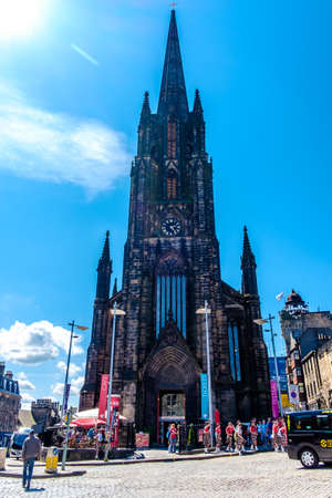 Edinburgh, Scotland - Jul 1, 2014 : Church Spire, Old Town Edinburgh Scotland.のeditorial素材