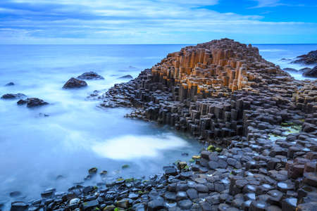The nature hexagon stones at the beach called Giant's Causeway, the landmark in  Northern Ireland.の写真素材