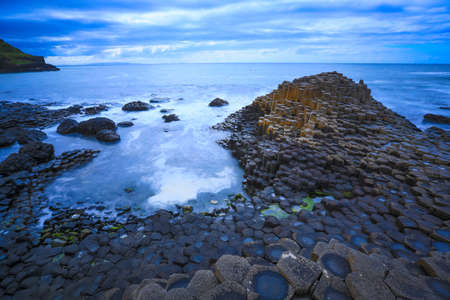 The nature hexagon stones at the beach called Giant's Causeway, the landmark in  Northern Ireland.の写真素材