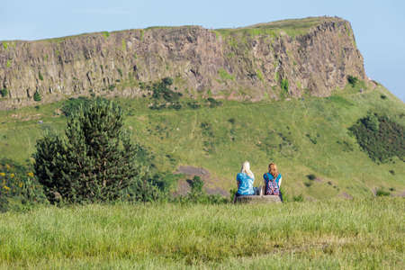 Relaxing on Calton Hill, Edinburghの写真素材