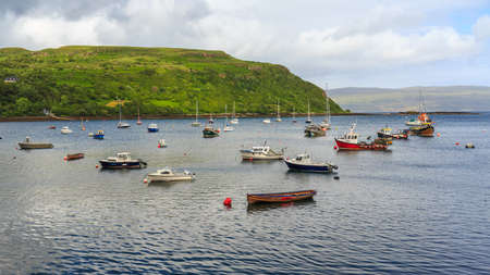 view on Portree bay, Isle of Skye, Scotland, UKのeditorial素材