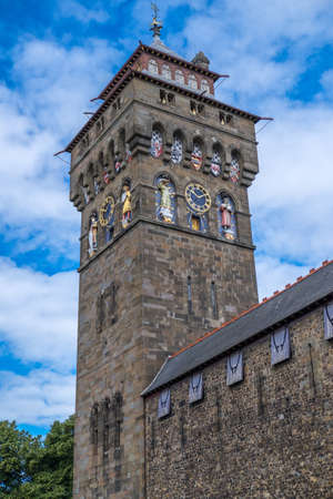 Cardiff Castle  is a medieval castle and Victorian Gothic revival mansion located in the city centre of Cardiff, Wales.のeditorial素材