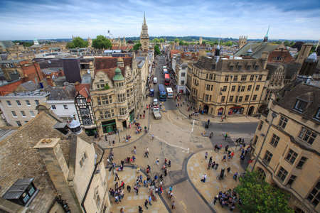OXFORD, ENGLAND - JULY 11, 2014 : Aerial view of Oxford, England. Oxford is known as the home of the University of Oxford.のeditorial素材
