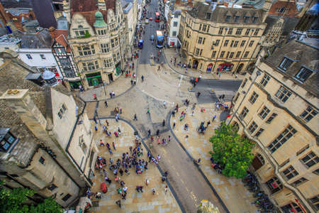OXFORD, ENGLAND - JULY 11, 2014 : Aerial view of Oxford, England. Oxford is known as the home of the University of Oxford.のeditorial素材