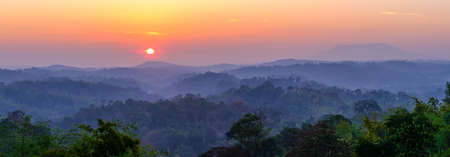 Panorama View the sunrise at Nam Nao National Park in Thailand.