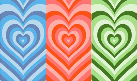 Set of seamless patterns with hearts. Vector illustration for your design.のイラスト素材