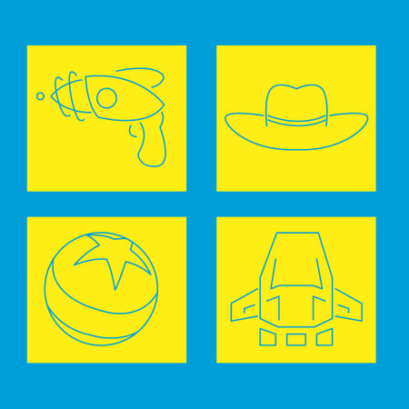 Set of icons of different types of transport on a blue background.のイラスト素材