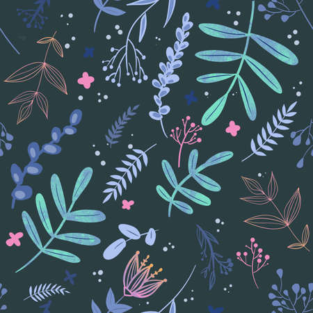 Circular seamless pattern of floral motif, branchesの写真素材