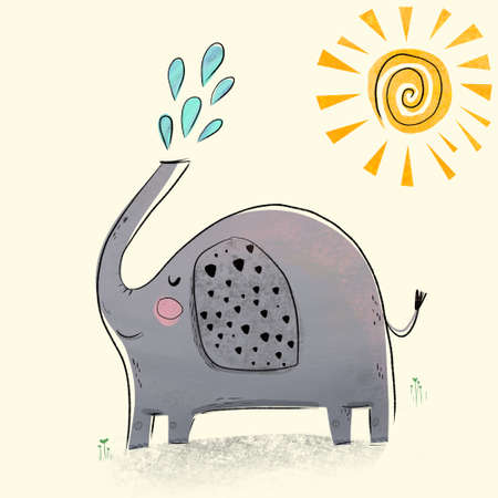cute elephant. illustration for wallpaper, invitation, postcard, greeting card, clothes, textileの写真素材
