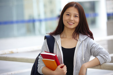 pretty positive asian Chinese female college education portraitの写真素材