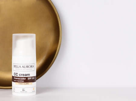 Bella Aurora cosmetic brand, cc cream 50 spf, facial protection, Vitoria, Spain, 8 of May 2022のeditorial素材