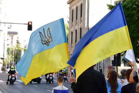 Anti russian aggression march, Stand with Ukraine demonstration, Vitoria-Gasteiz, Spain, 7 of May 2022のeditorial素材