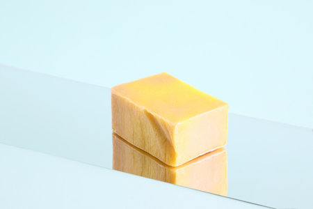 Bar of solid soap yellow mockupの写真素材