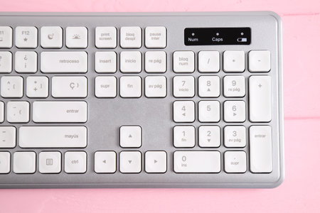 White pc keyboard in spanish, digital equipmentの写真素材