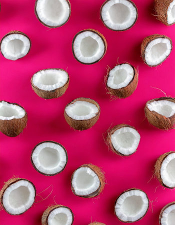 Coconut pattern concept repetition on magenta backgroundの素材