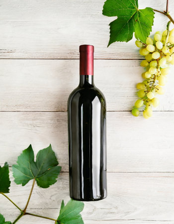Vine bottle mock up on white background, winery templateの素材
