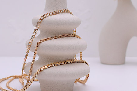 Jewelry chain of gold, golden luxury accessoryの写真素材