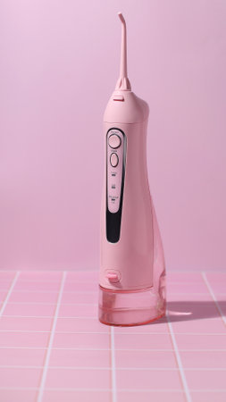 Dental irrigator, teeth health, electric oral device, bathroom lifestyleの写真素材