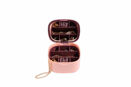 Jewelry organizer isolated, jewelry box, accessories setの写真素材