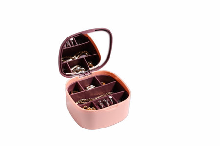 Jewelry organizer isolated, jewelry box, accessories setの写真素材