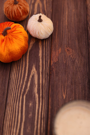 Textile pumpkin home decoration, autumn seasonal holidaysの写真素材