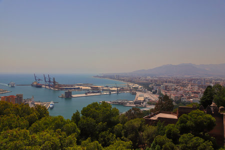 Malaga city view, tourism in Spain, cityscape, Andalucia, Malaga, Spain, August of 2025のeditorial素材