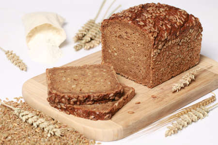 Whole wheat bread cut on slices
