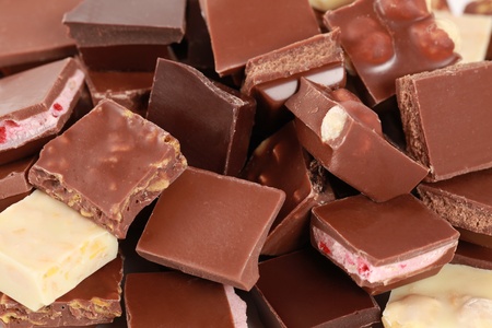Different sorts of chocolate in a stackの写真素材