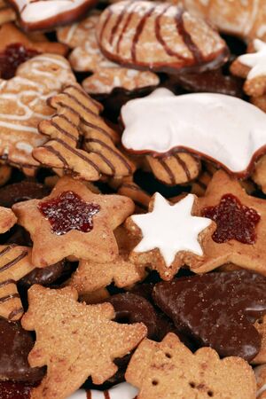 Group of christmas cookies with selective focusの写真素材