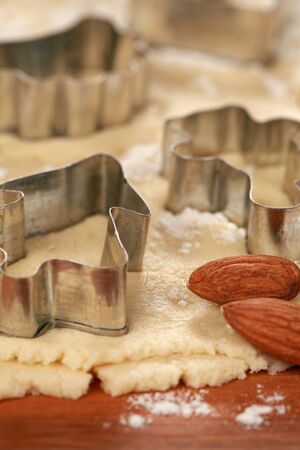 Dough for christmas cookies with selective focusの写真素材