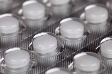 Close-up of a package with pills, shallow depth of fieldの写真素材
