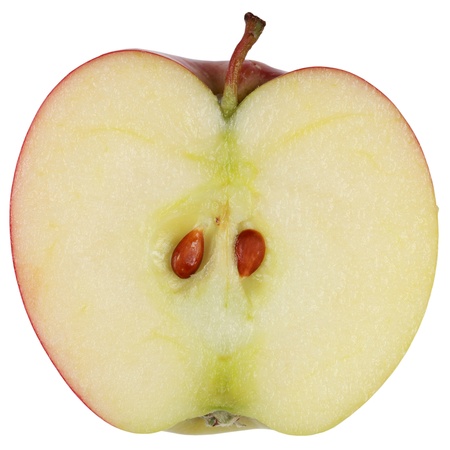 Sliced red apple isolated on white backgroundの写真素材