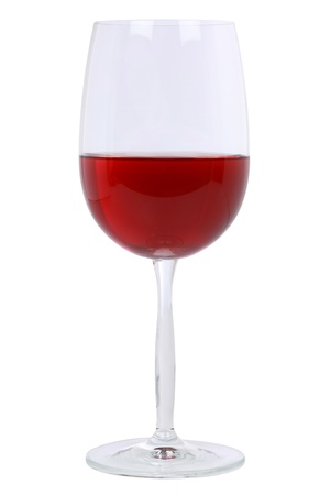Red wine in a glass, isolated on a white backgroundの写真素材