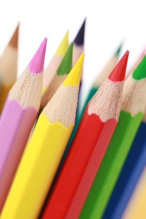 Group of colored pencils, isolated on whiteの写真素材