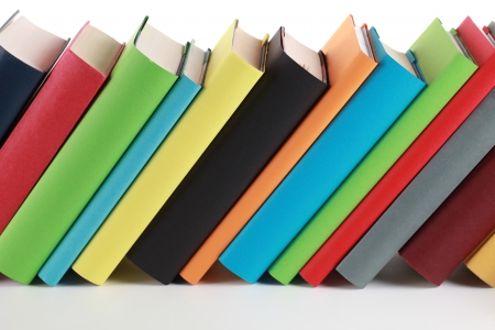 Colorful books with lots of copyspace for your own text on the book spinesの写真素材