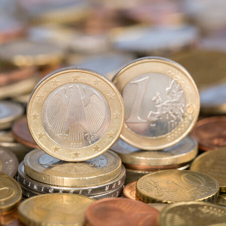 A one Euro coin from the European Union currency member country Germanyの写真素材