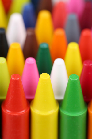 Top view of crayons for painting in kindergarten for childrenの写真素材