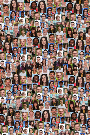 Background collage group of multiracial young people social media refugees immigration diversity