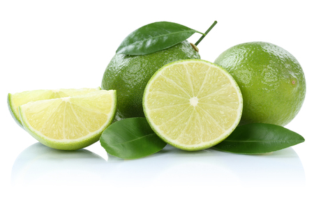 Lime limes fruits isolated on a white backgroundの写真素材