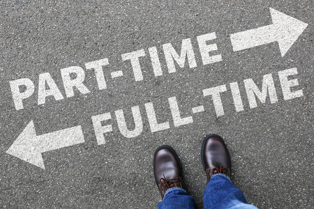 Part-time and full-time job working businessman business man concept
