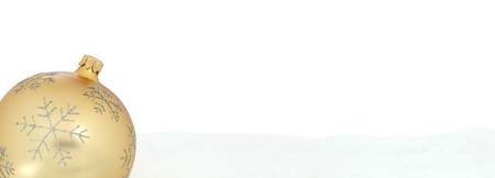 Christmas golden ball banner decoration copyspace copy space isolated on a white backgroundの写真素材
