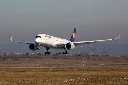 Stuttgart, Germany - December 22, 2016: A Lufthansa Airbus A350-900 with the registration D-AIXA...