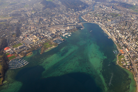 Lake Lucerne Luzern Switzerland town City aerial view photography photo