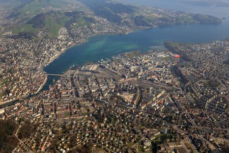 Lucerne Luzern Switzerland town City aerial view photography photo