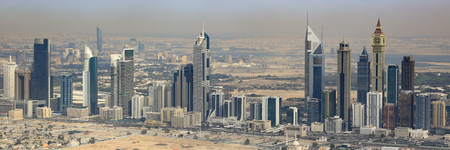Dubai Emirates Towers panorama panoramic aerial view photography UAEのeditorial素材