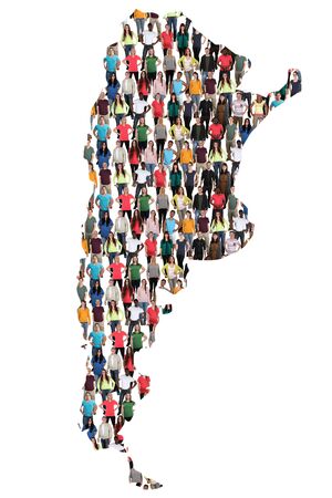Argentina map multicultural group of people integration immigration diversity isolatedの写真素材