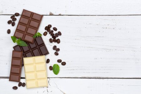 Chocolate chocolates bar food sweets copyspace top view from aboveの写真素材