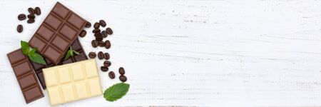 Chocolate chocolates bar food sweets banner copyspace top view from aboveの写真素材