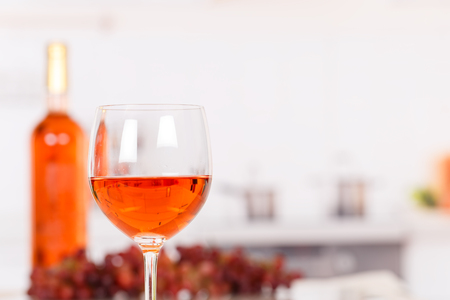 Rose wine in a glass with copyspace copy spaceの写真素材