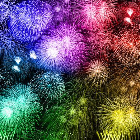 New Year's Eve fireworks background years year square colorful firework backgroundsの写真素材